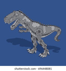 Dinosaur robot illustration, tee shirt graphics, vectors