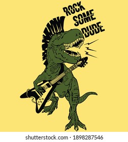 dinosaur rock music vector graphic 