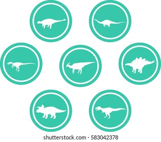 Dinosaur Round Emblem Set Aquamarine