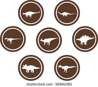 Dinosaur Round Emblem Set Brown