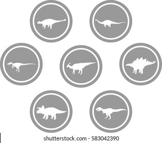 Dinosaur Round Emblem Set Dark Grey