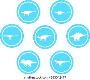 Dinosaur Round Emblem Set Light Blue