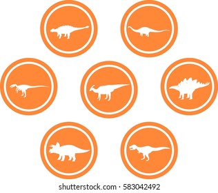 Dinosaur Round Emblem Set Orange