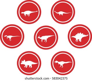 Dinosaur Round Emblem Set Red