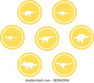 Dinosaur Round Emblem Set Yellow
