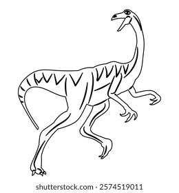 dinosaur running sketch on white background vector