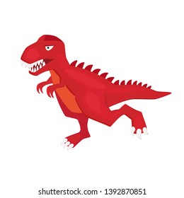 Dinosaur Runs. Tyrannosaurus Rex Vector Illustration. Cartoon Comic Style. Angry Running Predator. Big Prehistoric Reptile. Raptor With Toothy Jaws. Kids Vector Illustration For T Shirt Print, Etc.