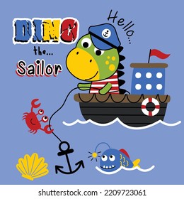 dinosaur the sailor funny animal cartoon