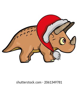Dinosaur in Santas hat Vector isolated illustration