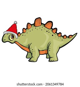 Dinosaur in Santas hat Vector isolated illustration