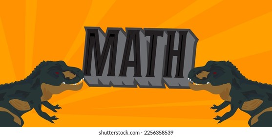 Dinosaur with saying Math word. Tyrannosaurus Rex with thoughts.