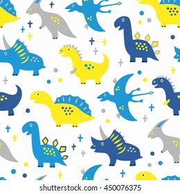 Dinosaur seamless background. Vector illustration. Baby cloth design, wallpaper, wrapping.