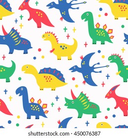 Dinosaur seamless background. Vector illustration. Baby cloth design, wallpaper, wrapping.