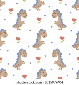 Dinosaur seamless pattern design. Vector illustration.