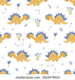Dinosaur seamless pattern design. Vector illustration.