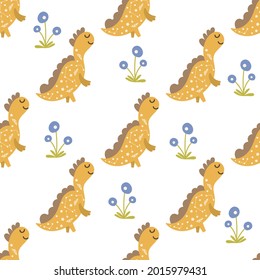 Dinosaur seamless pattern design. Vector illustration.