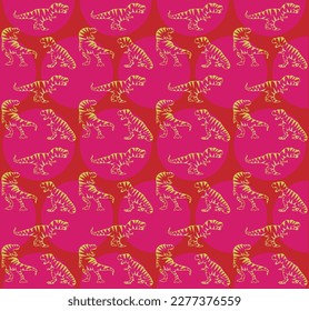 Dinosaur seamless pattern. Dino texture. Tyrannosaurus Rex Ornament. Prehistoric reptile, T- Rex