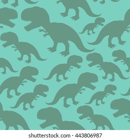 Dinosaur seamless pattern. Dino texture. Tyrannosaurus Rex Ornament. Prehistoric reptile. Animal Jurassic with big teeth. Aggressive beast. Terrible evil lizard Polynesian era 