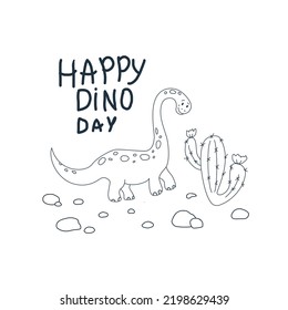 Dinosaur seamless pattern in doodle style. Vector illustration