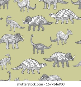 dinosaur seamless pattern. eps 10 vector stock illustration.
