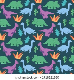 dinosaur seamless pattern. Vector seamless pattern with dinosaur