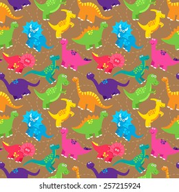Dinosaur Seamless Tileable Vector Background Pattern 
