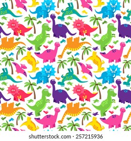 Dinosaur Seamless Tileable Vector Background Pattern 