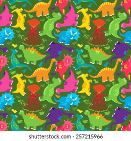 Dinosaur Seamless Tileable Vector Background Pattern 
