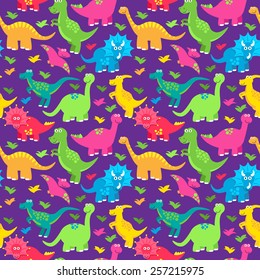 Dinosaur Seamless Tileable Vector Background Pattern 