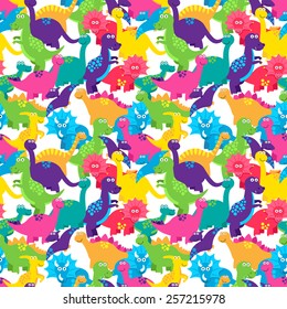 Dinosaur Seamless Tileable Vector Background Pattern 