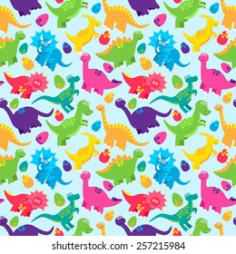 Dinosaur Seamless Tileable Vector Background Pattern 