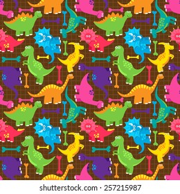 Dinosaur Seamless Tileable Vector Background Pattern 