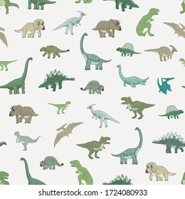 Dinosaur seamless vector doodle hand drawn pattern