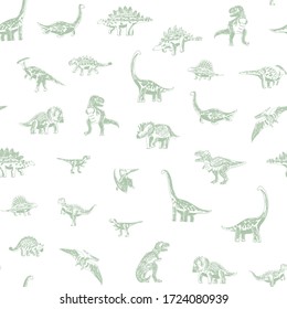 Dinosaur seamless vector doodle hand drawn pattern