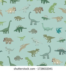 Dinosaur seamless vector doodle hand drawn pattern