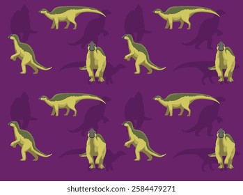 Dinosaur Secernosaurus Cute Cartoon Character Seamless Wallpaper Background