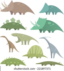 Dinosaur set 2  vector cartoon icon illustrations