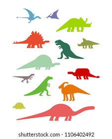 Dinosaur Set. Ancient animal. Diplodocus and Stegosaurus, Pterosaur. Ankylosaurus and triceratops. Styracosaurus and Iguanodon, Apatosaurus. Tyrannosaur and Panoplosaurus. Pterodactyl  