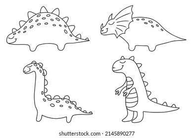Dinosaurier-Set. Handgezeichneter Dinosatz. Kindersammlung von Dinosauriern. Doodle-Stil. Vektorgrafik.