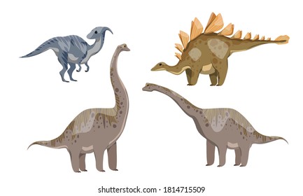 Dinosaur set. Huge prehistoric animals. Vector illustration