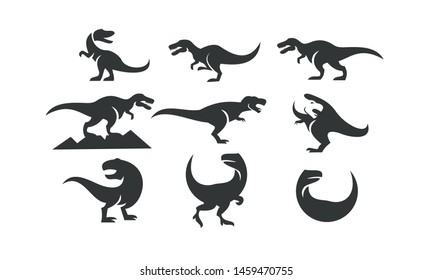 dinosaur set logo black icon design vector illustration