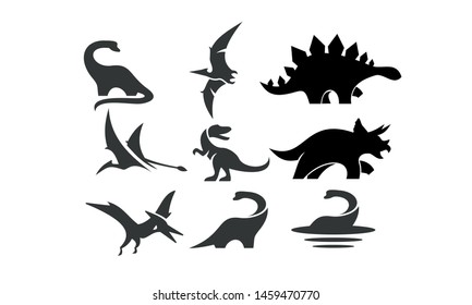 dinosaur set logo black icon design vector illustration