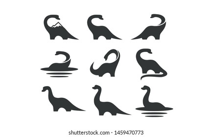 dinosaur set logo black icon design vector illustration