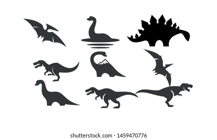 dinosaur set logo black icon design vector illustration