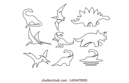 dinosaur set logo outline black icon design vector illustration