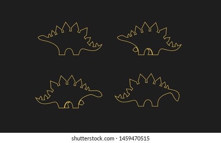 dinosaur set logo outline gold icon design vector illustration
