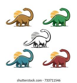 Dinosaur set vector illustration logo design
