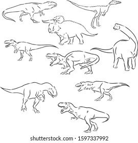 Dinosaur Set Vector Sketch Illustration Stock Vector (Royalty Free ...