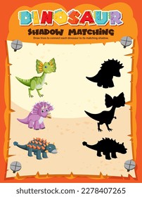 Dinosaur Shadow Matching Game Template illustration