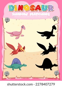 Dinosaur Shadow Matching Game Template illustration